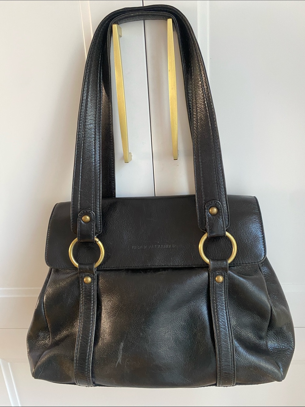 Derek Alexander VTG Black Soft leather gold hardware Crossbody Bag